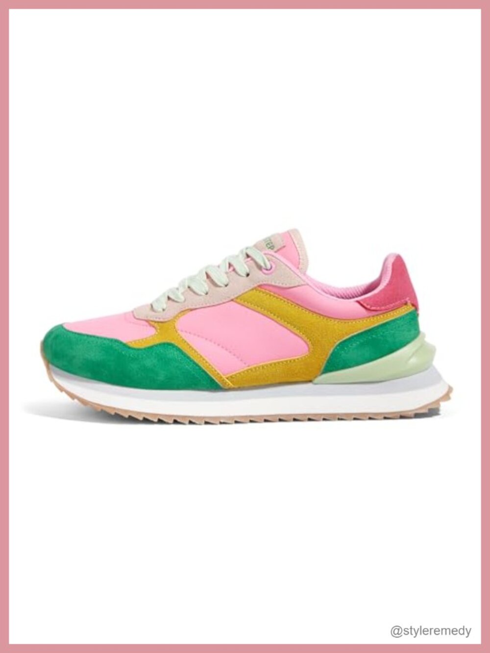 Platform Fashion Sneakers Suede Colorblock Retro Casual Walking Shoes
